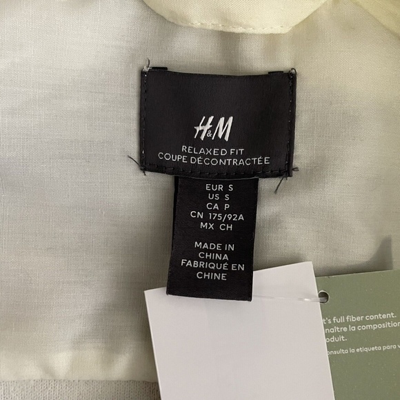 NWT H M Cream Plaid Fleece Felted Button Front Relaxed Fit Overshirt Men Size S - Picture 4 of 9